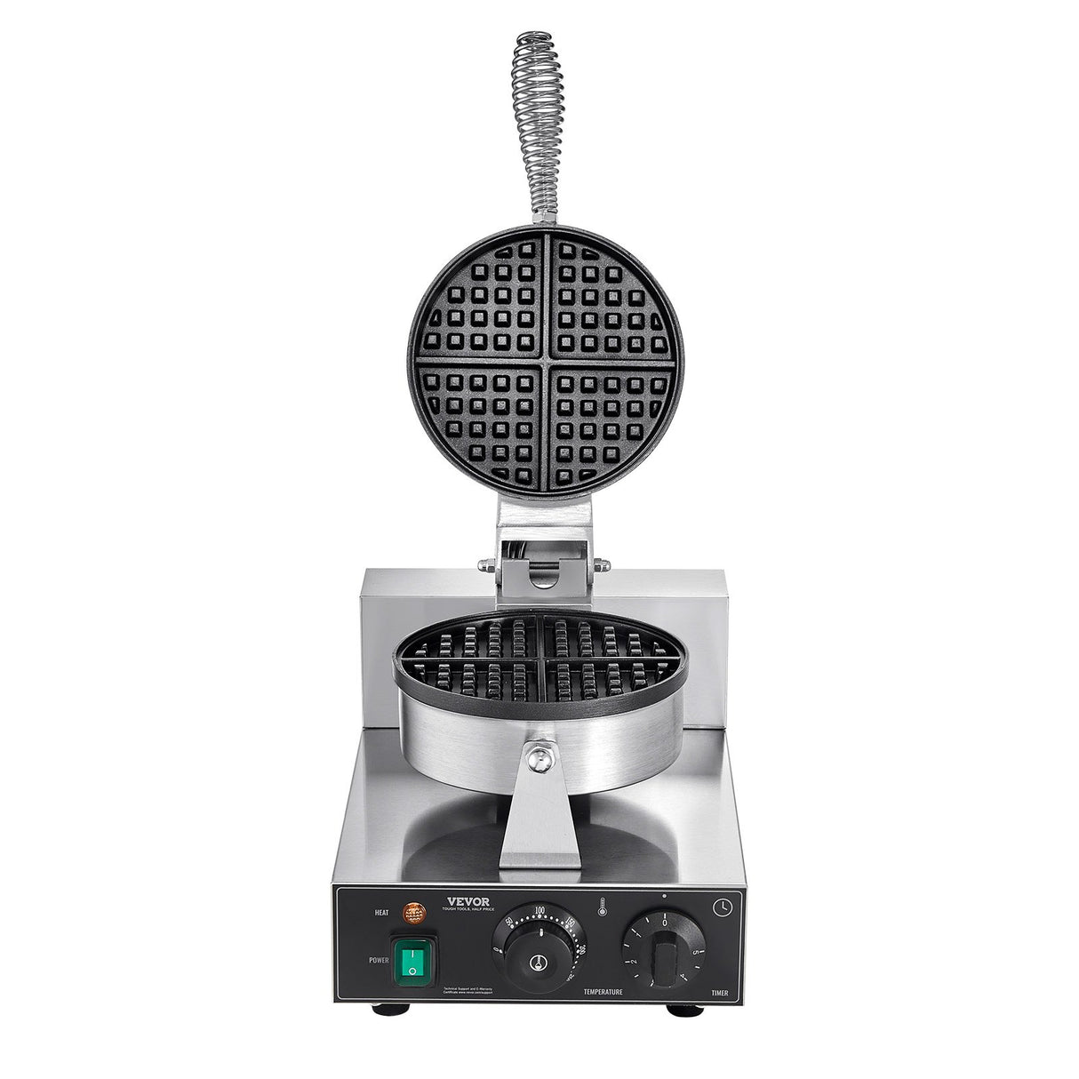 Dimension diagram of the 1230 W round commercial waffle maker