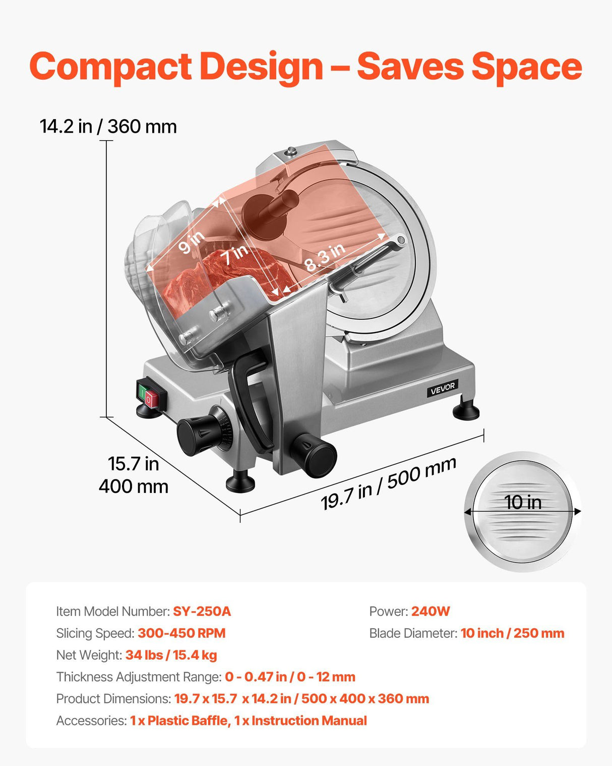 Built in sharpening stone mounted on the commercial meat slicer