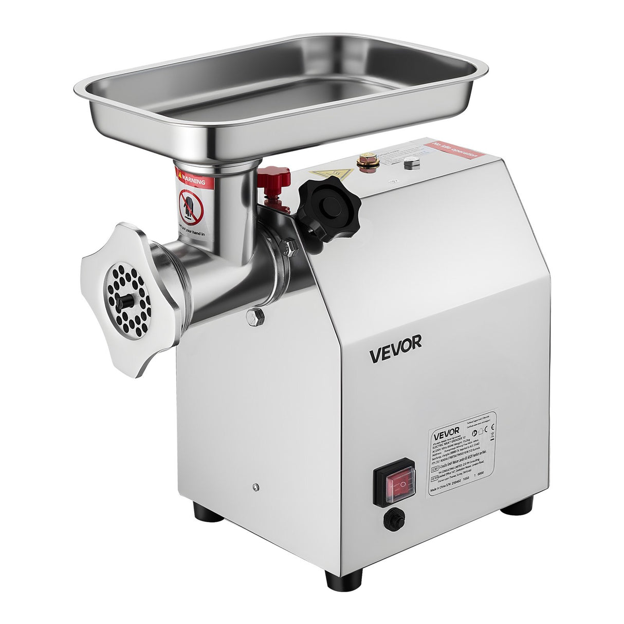 Size 12 countertop electric meat grinder with 850 W motor and metal hopper