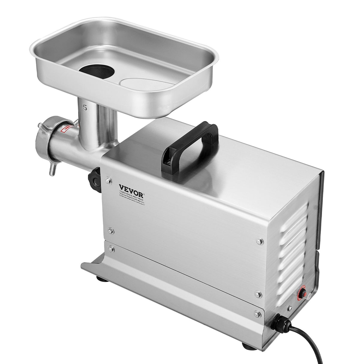 Dimension diagram of the 300 W stainless steel meat grinder