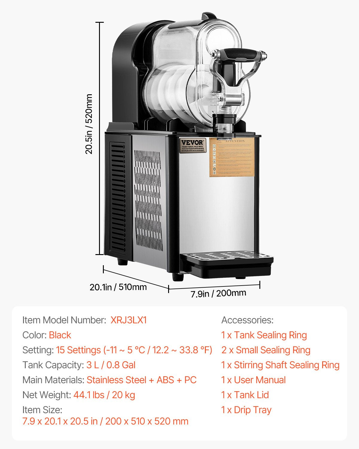 Slushy machine parts disassembled without tools for cleaning
