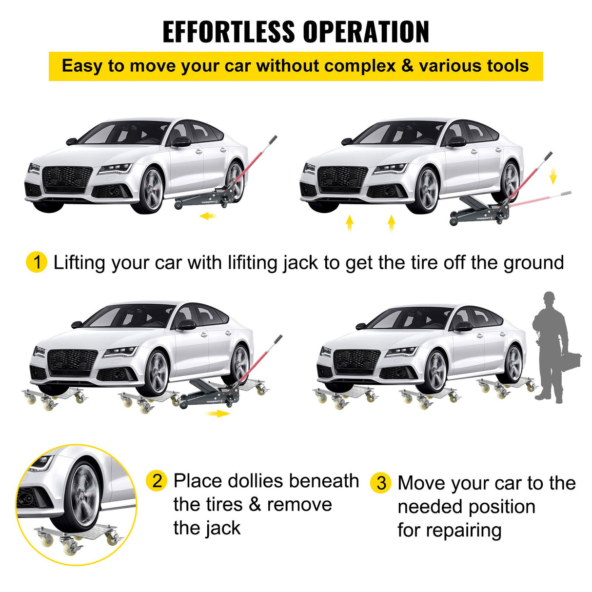 Tire wheel dollies 16 x 12 inch steel car dolly 2 pack