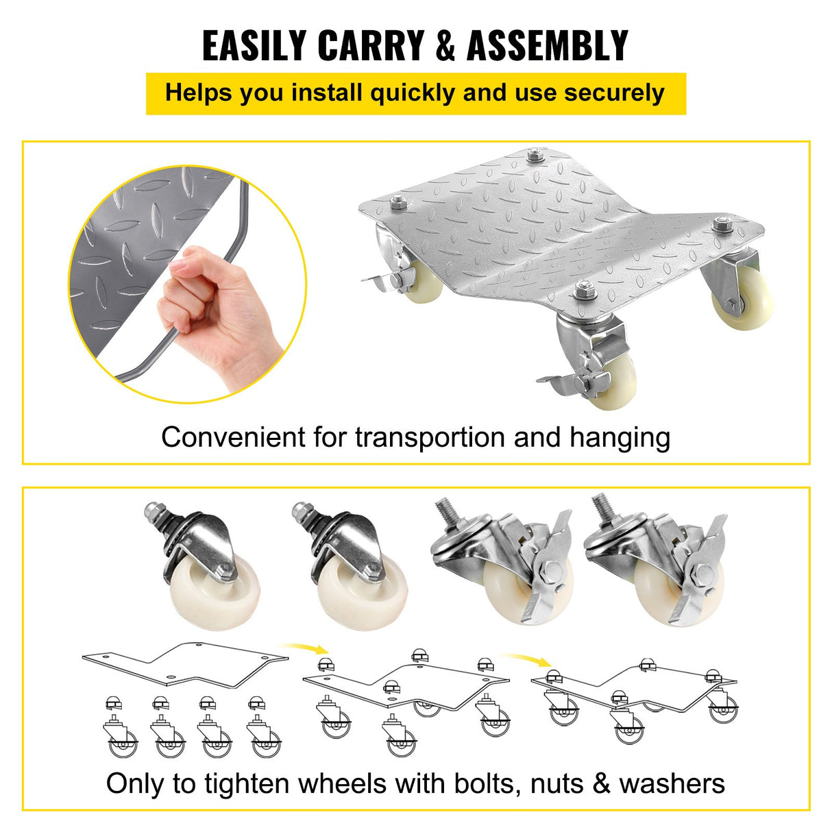 Tire wheel dollies 16 x 12 inch steel car dolly 2 pack