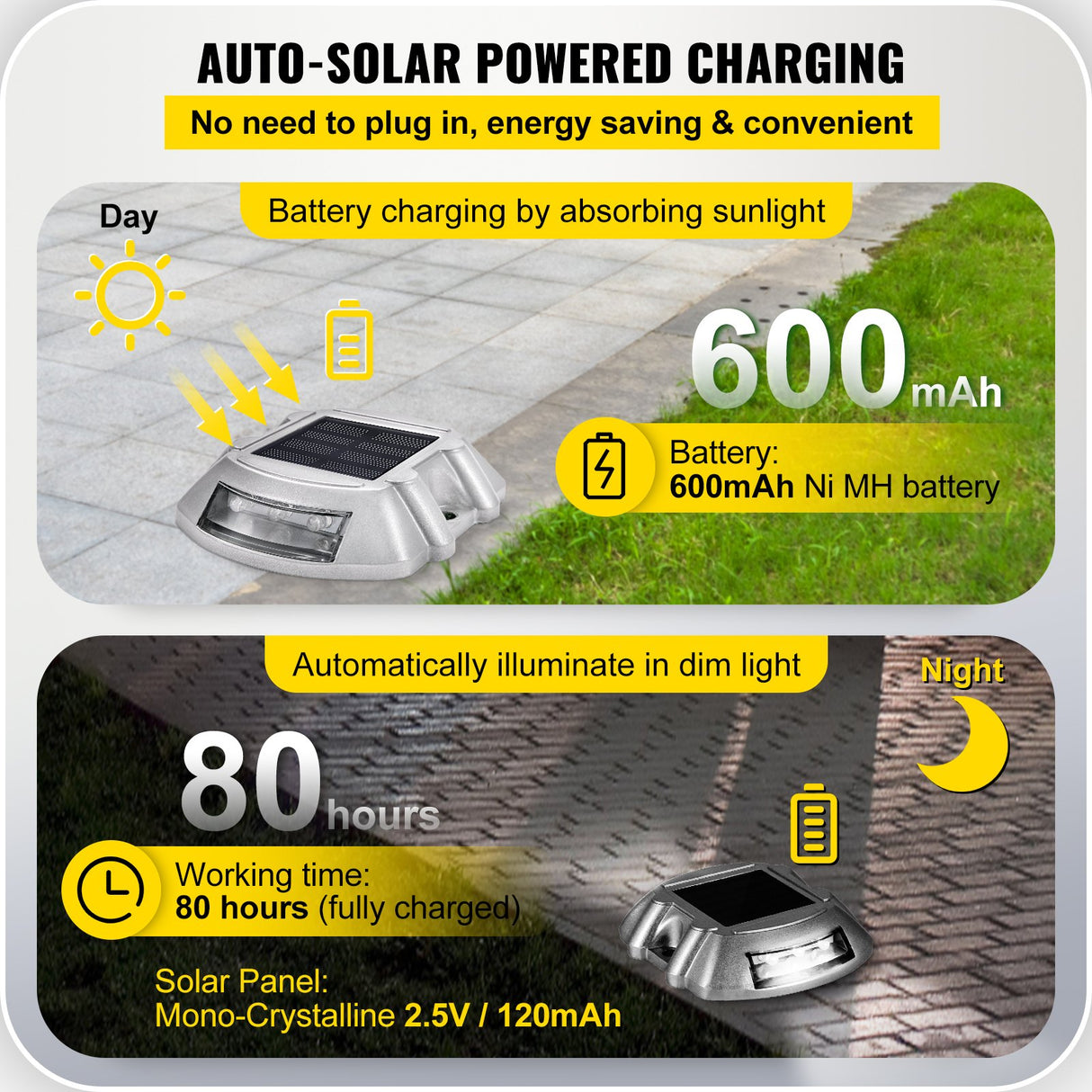 VEVOR Solar Driveway Lights 12-Pack