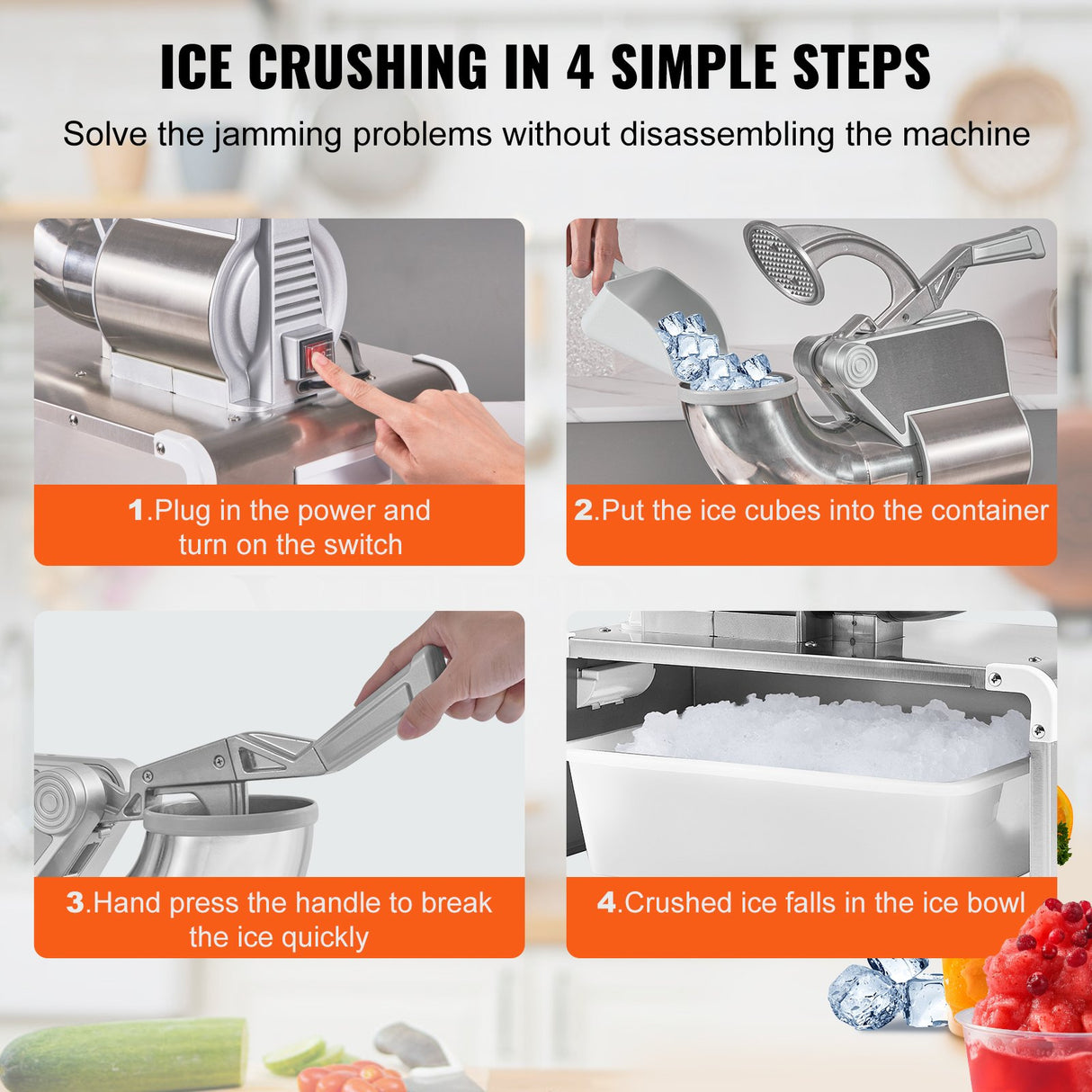 Insulated rubber handle on the side of the ice shaver
