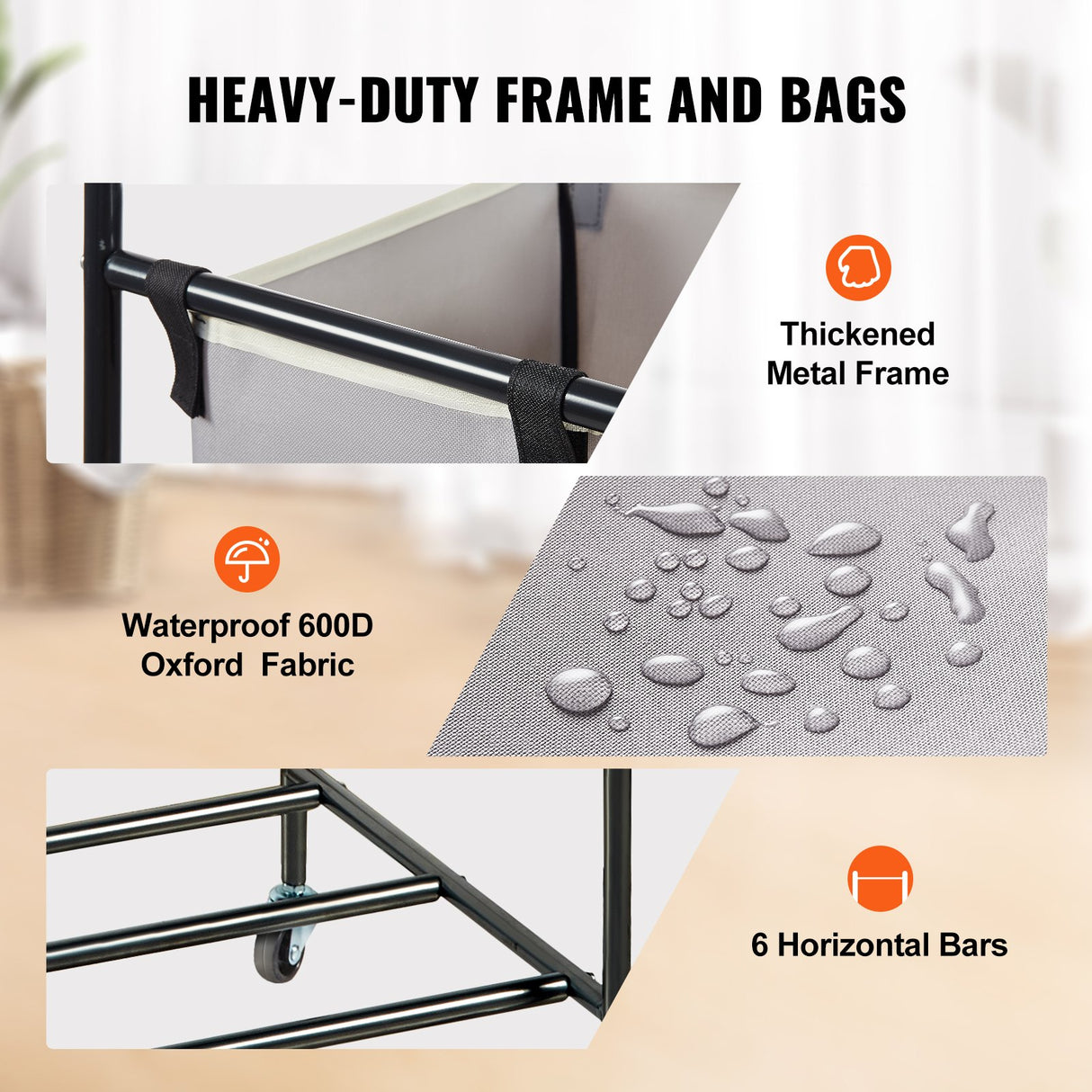 VEVOR 3-Section Heavy-Duty Laundry Sorter
