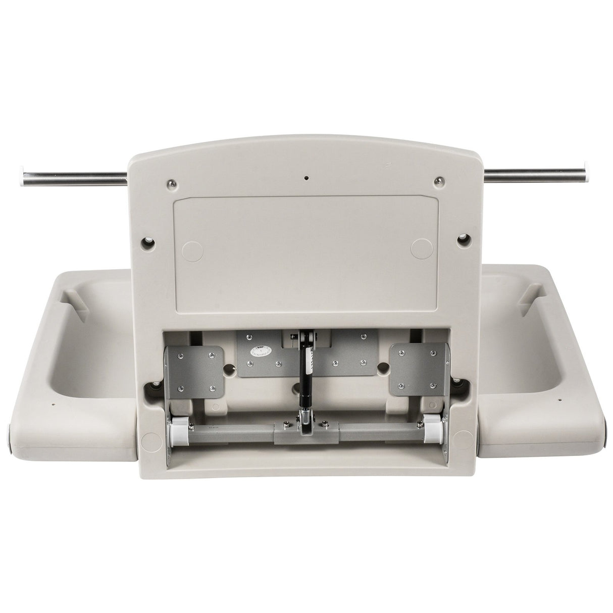 Wall mounted fold down baby change station in grey