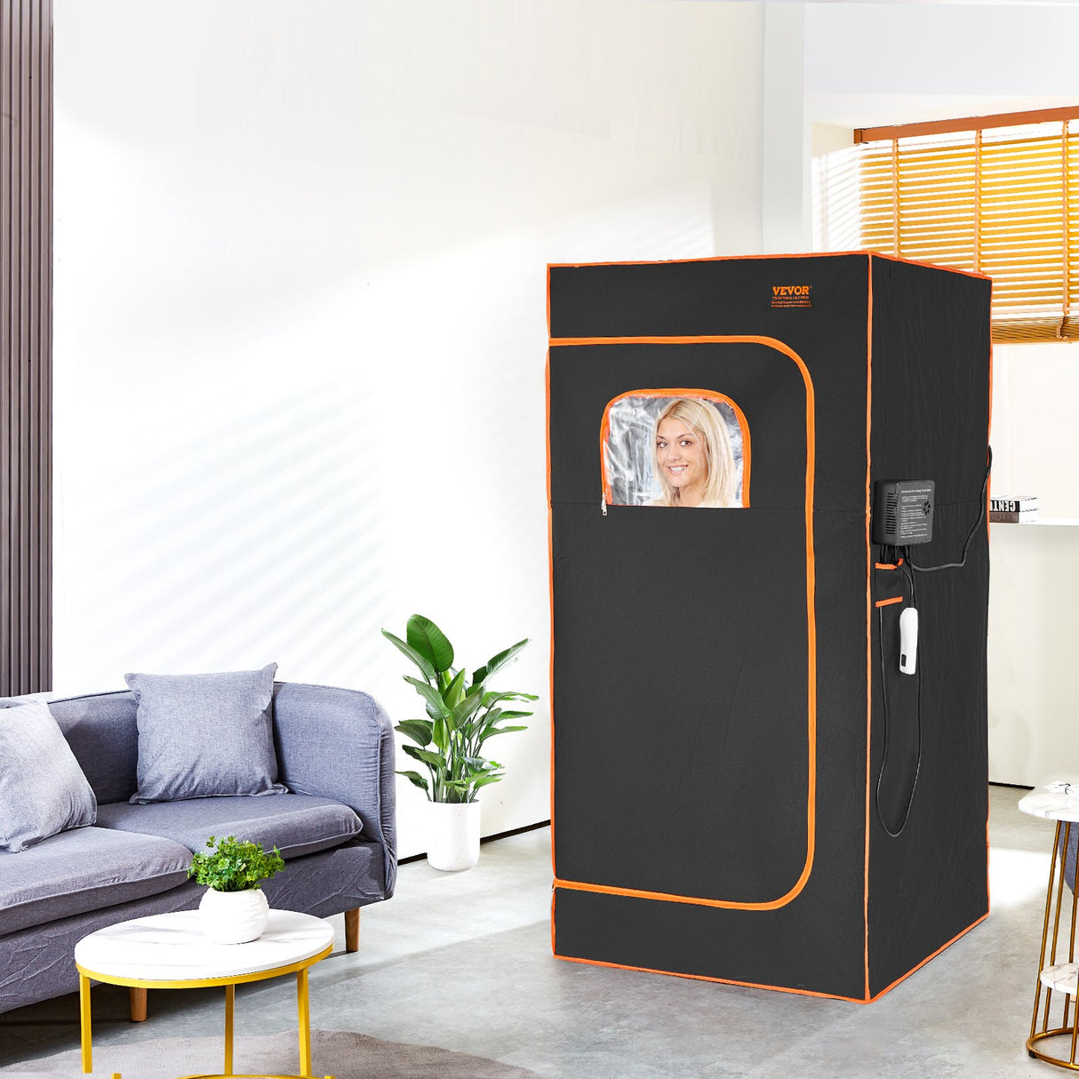 Portable far infrared sauna tent, 1400W with foldable chair