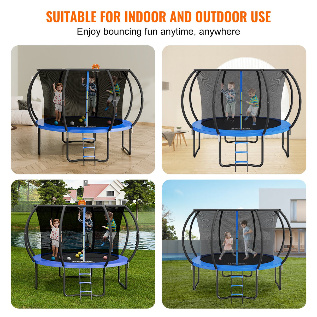 Keppel Round Trampoline with Enclosure and Ladder, 10ft