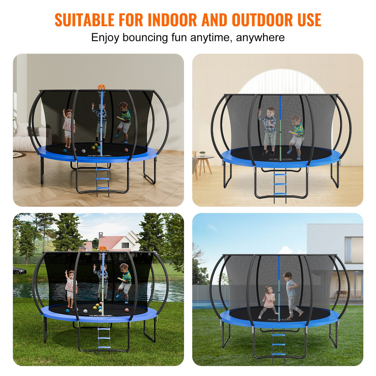 Keppel Round Trampoline with Enclosure and Ladder, 12ft