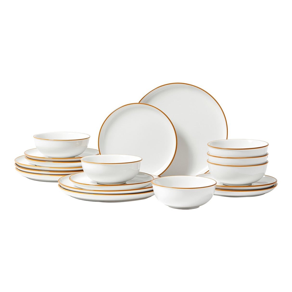 White 18 piece ceramic dinnerware set with plates and bowls