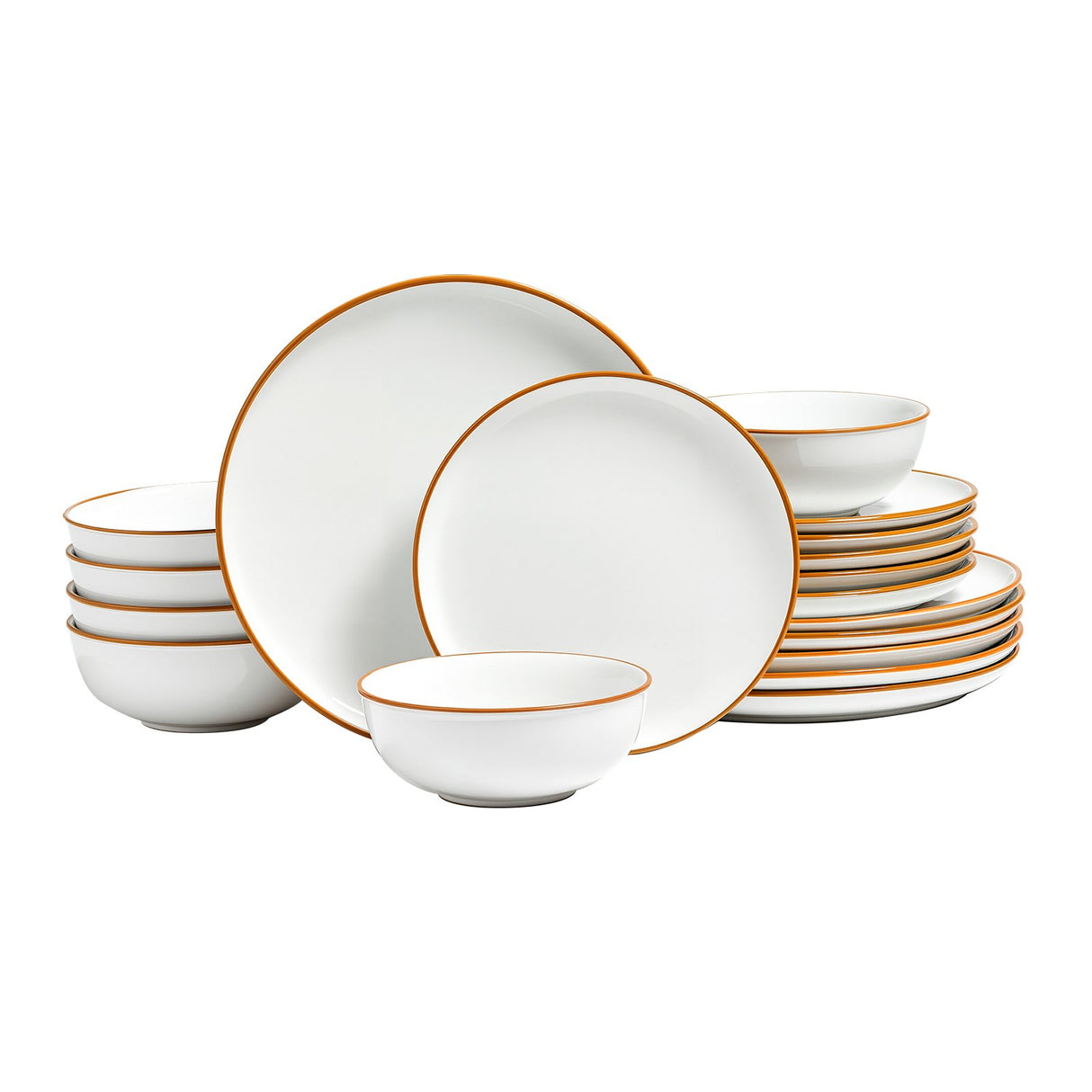 White 18 piece ceramic dinnerware set with plates and bowls