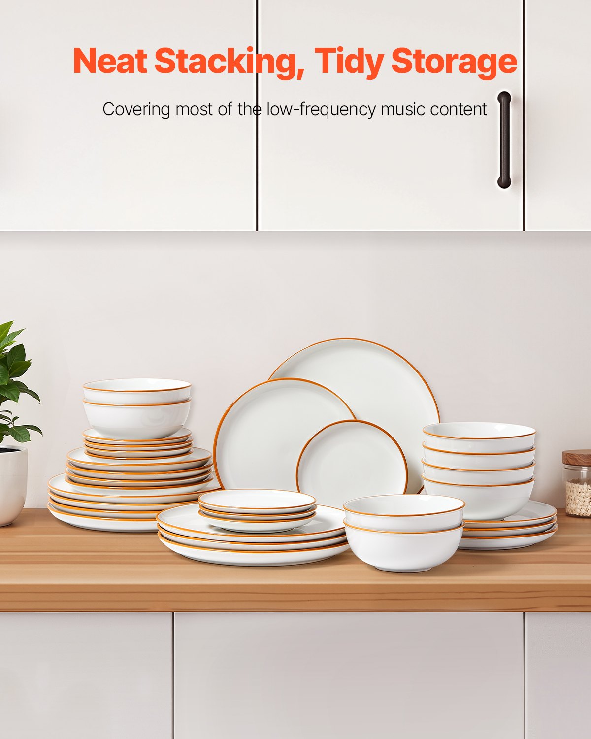 White 32 piece ceramic dinnerware set with plates and bowls