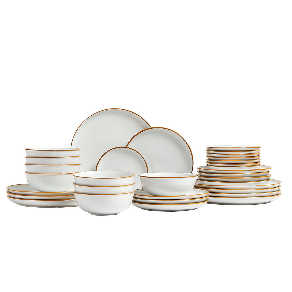 White 32 piece ceramic dinnerware set with plates and bowls