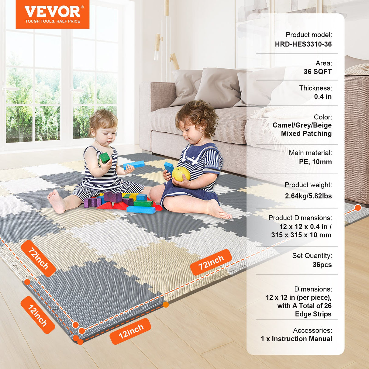 Kids foam puzzle mat covering a play area