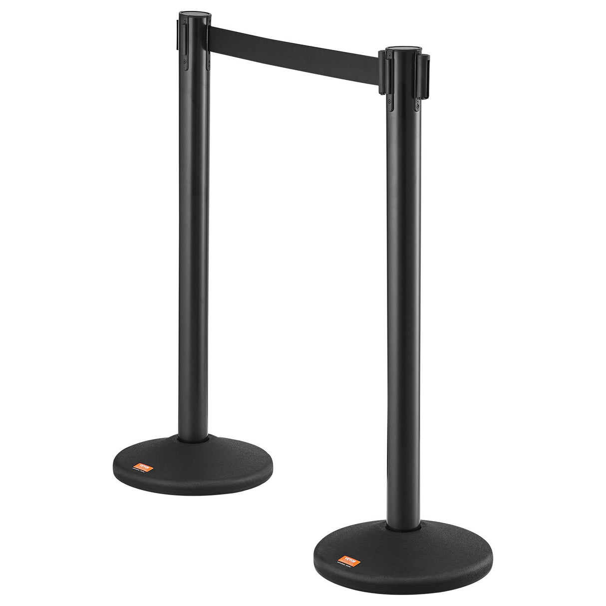Two piece black plastic crowd control stanchion set