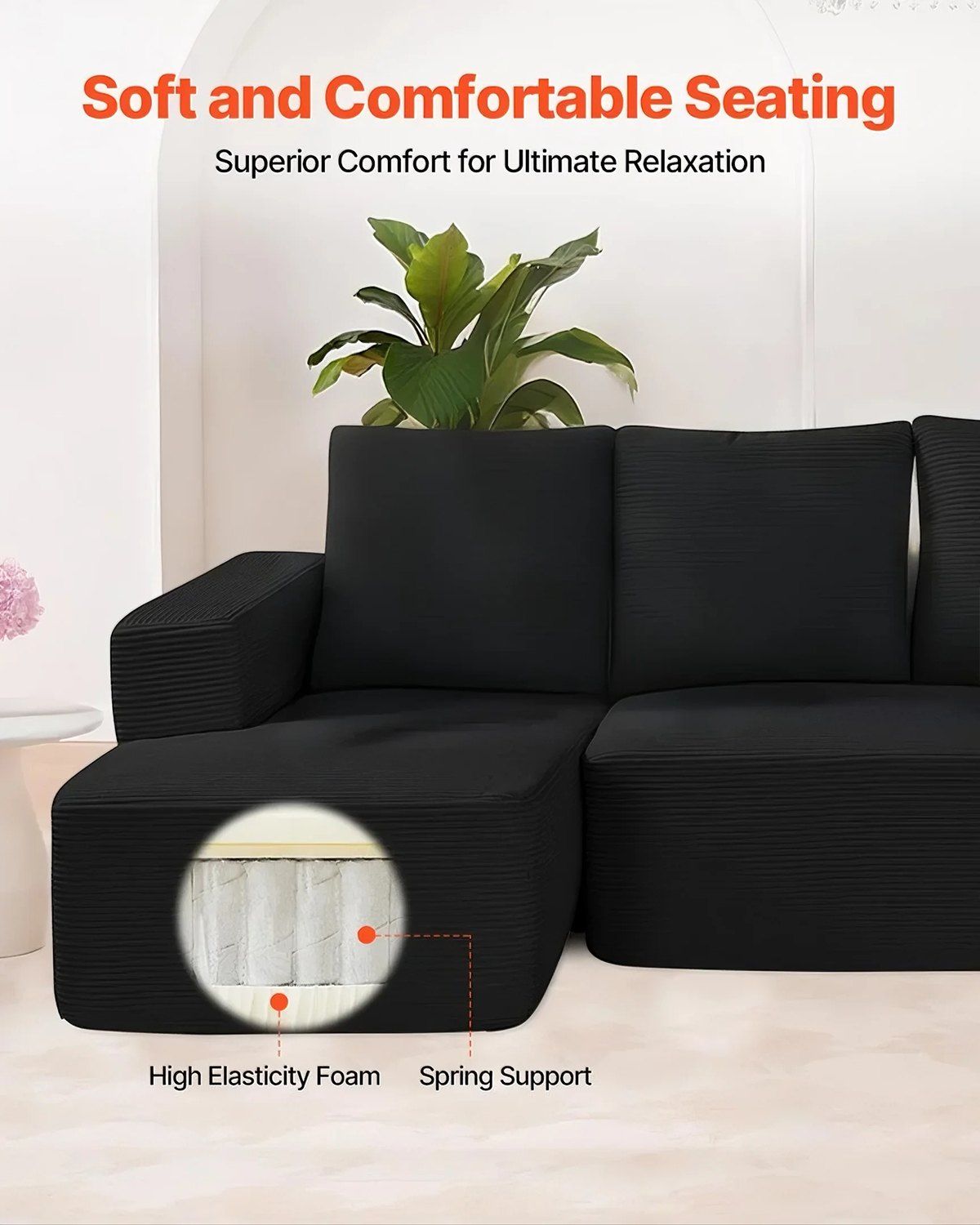 Portbou 4 Seater Modular Sofa, Black
