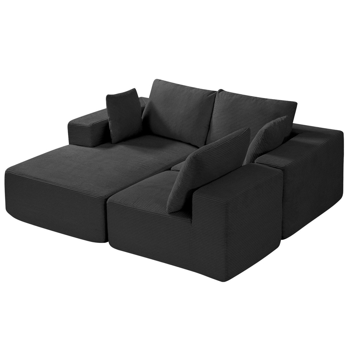 Portbou 4 Seater Modular Sofa, Black