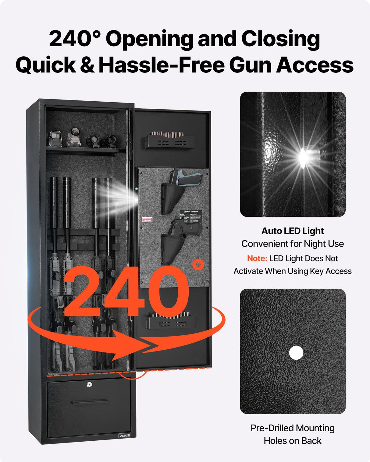 Bardolino Gun Safe, 4 Rifle Cabinet, Digital and Key Lock