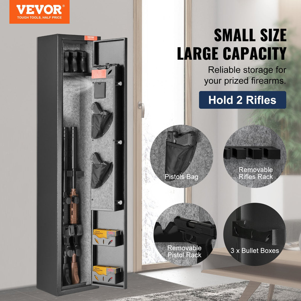 Schwaegalp Steel Gun Safe, 3 Rifle and 4 Pistol, Biometric
