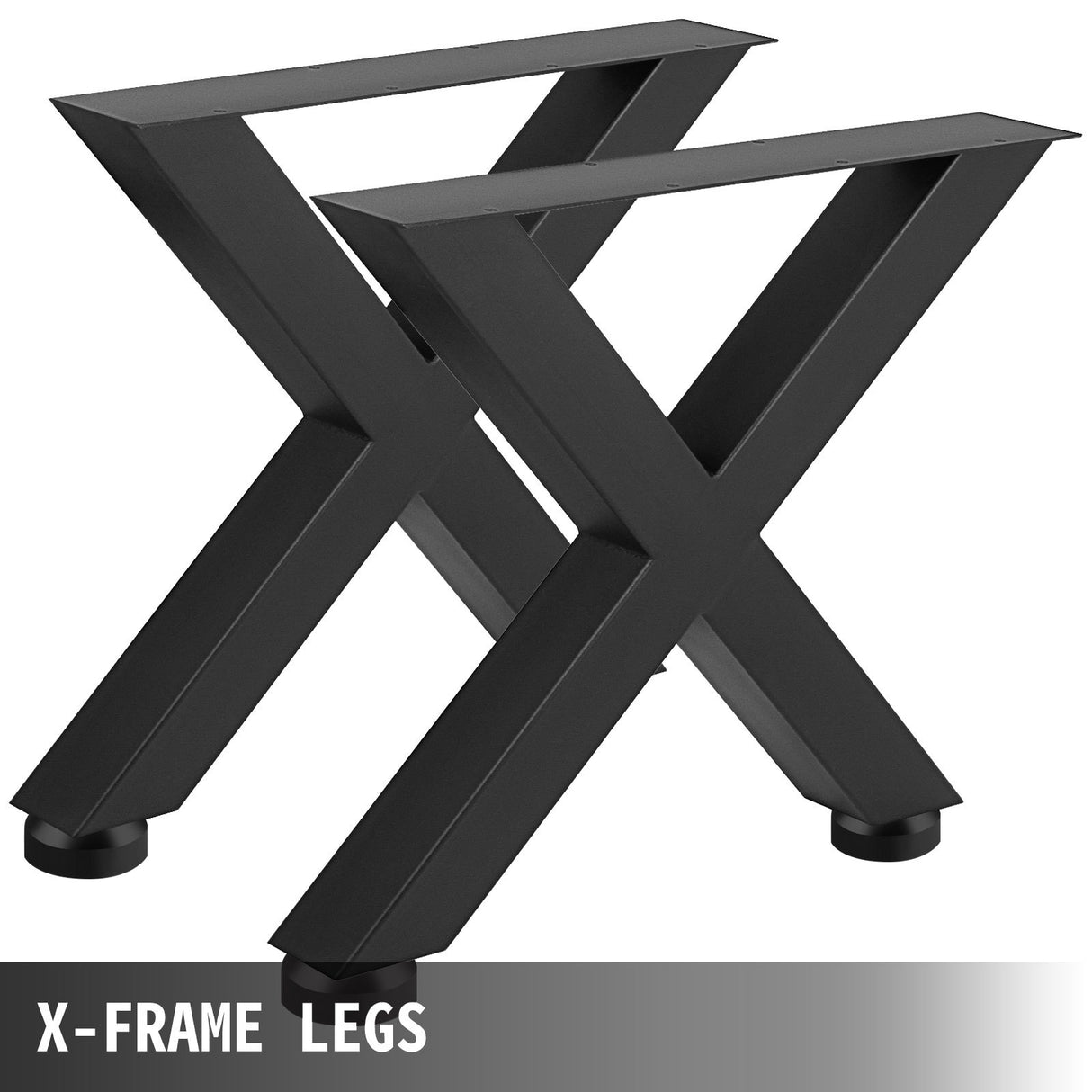 Black steel X frame heavy duty dining table legs set of two