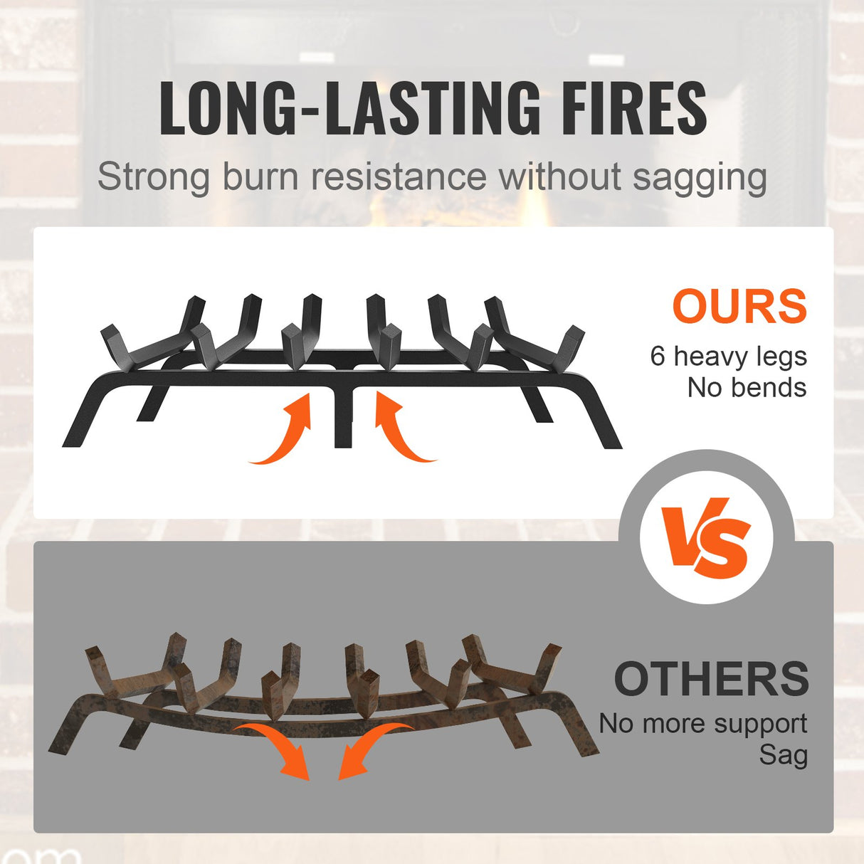 Goolwa Fireplace Log Grate, Heavy Duty Steel