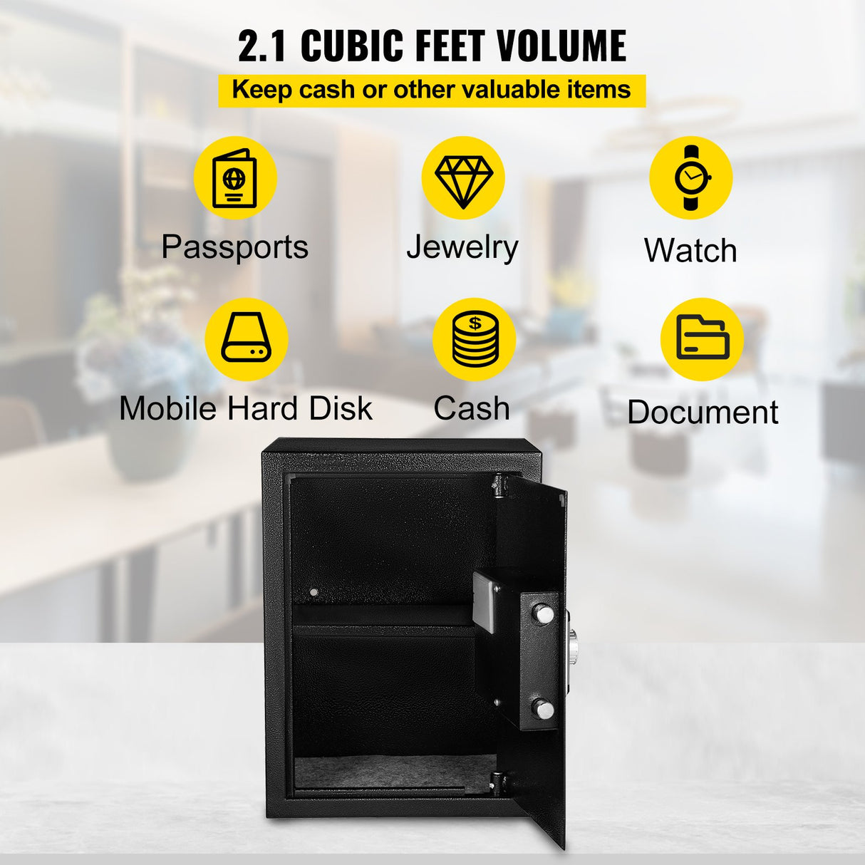 Competa Fingerprint Security Safe, 2.1 cu.ft, Digital and Key Lock