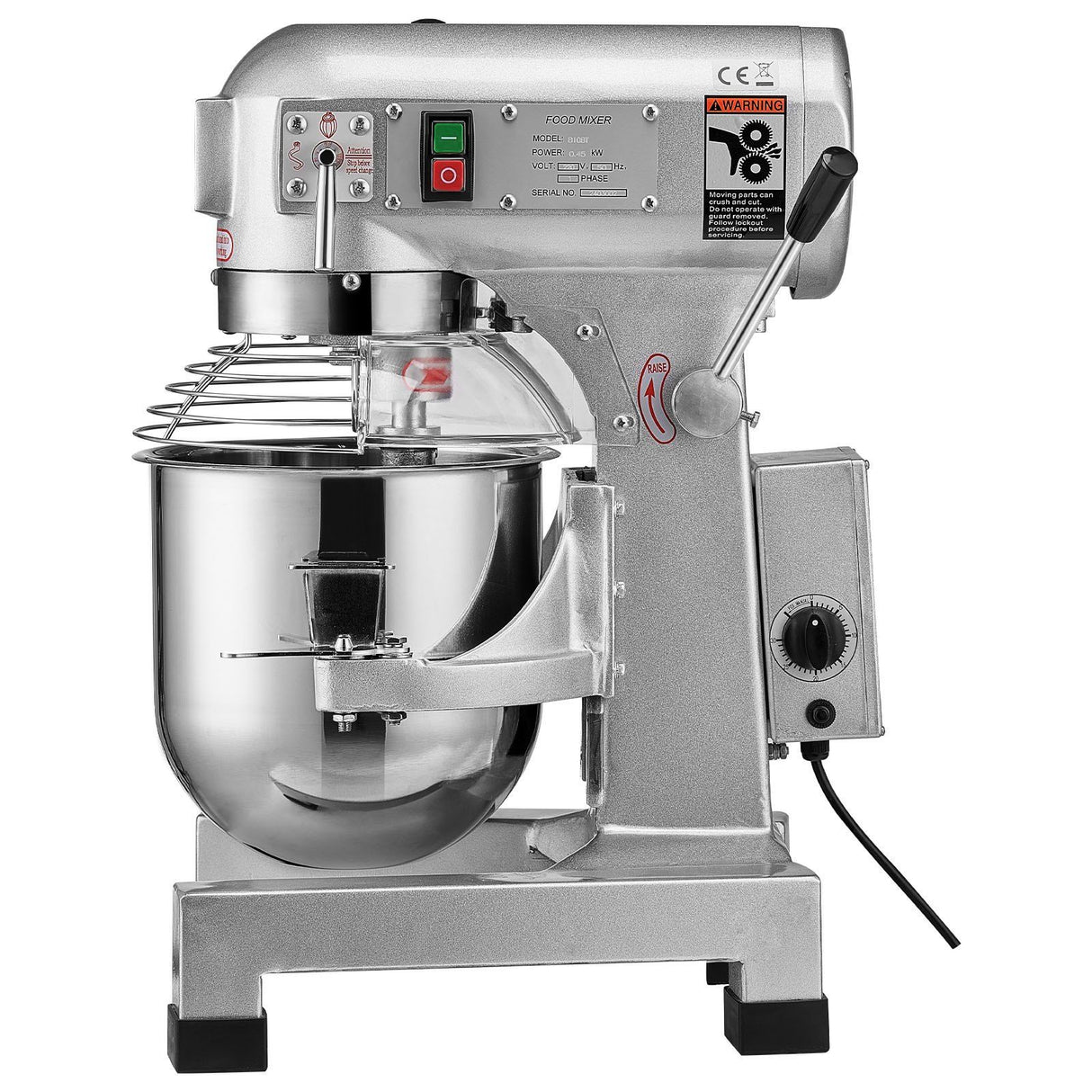 Commercial stand mixer in a bakery kitchen setting