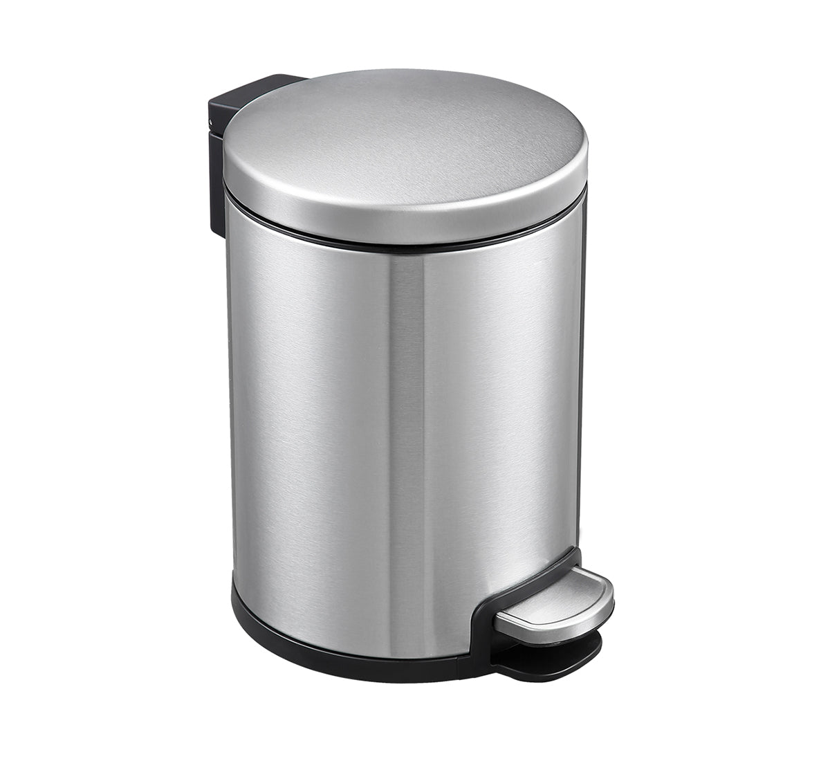 Round Soft Closing Stainless Steel PEDAL Bin for Bathroom Kitchen and Office Use