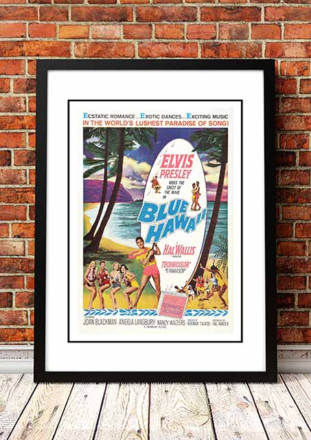 Elvis Blue Hawaii tropical movie poster artwork reproduction print in an A3 frame