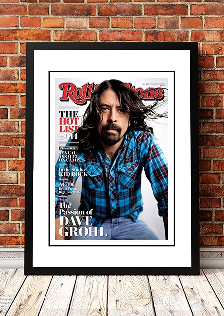 Dave Grohl Rolling Stone magazine cover reproduction print, framed A3 wall art, ready to hang