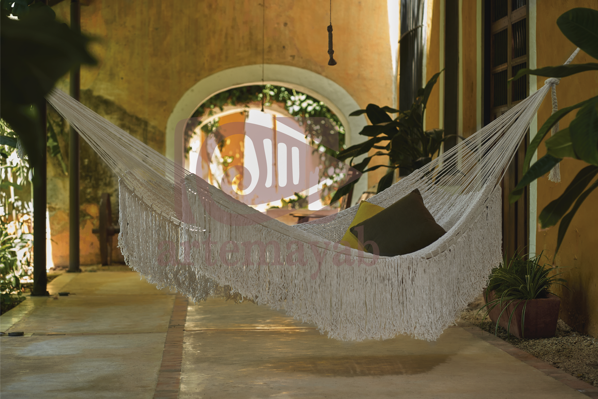 Ivory Cascade, hand woven rope Authentic Mexican Hammock