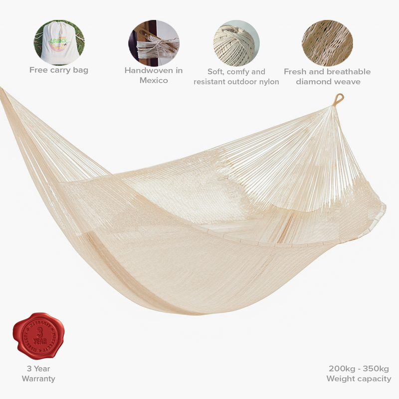 Lanin Nylon Hammock, Queen Size, Cream