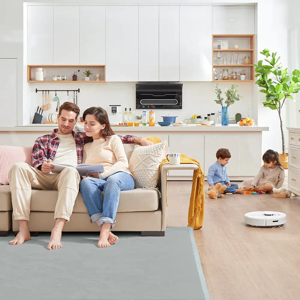 Grey memory foam play mat showing plush surface