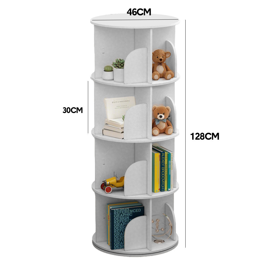Unley 4 Tier Rotating Bookshelf, White