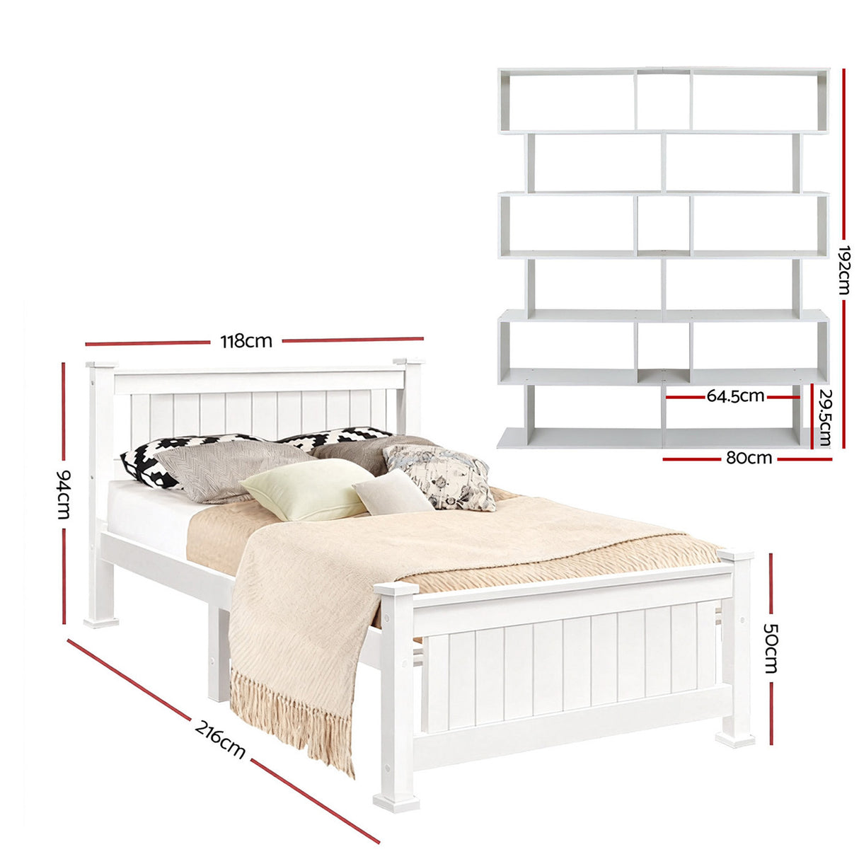 Finale King Single Wooden Bed Frame, White