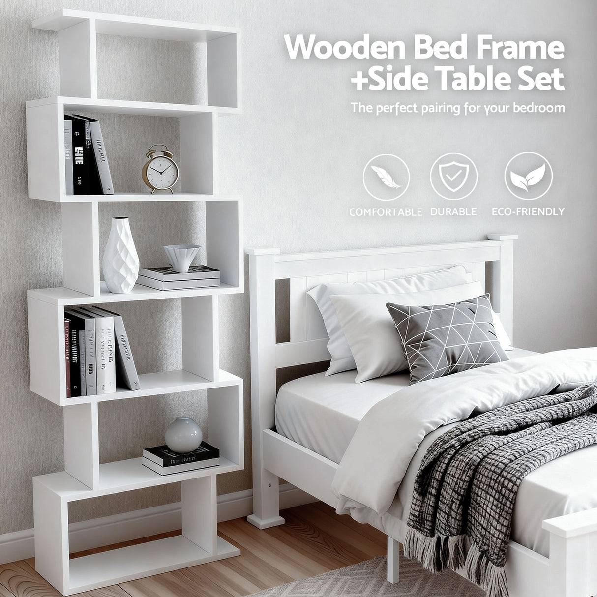 Finale King Single Wooden Bed Frame, White