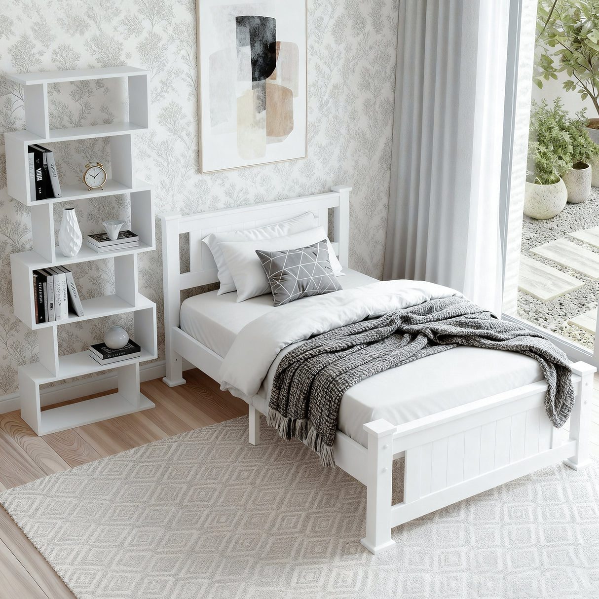 Finale King Single Wooden Bed Frame, White