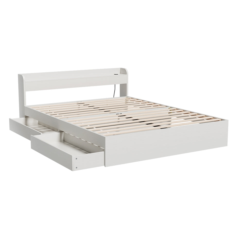 Artiss AURA queen bed frame from foot end showing full proportions — Allure Home Collections