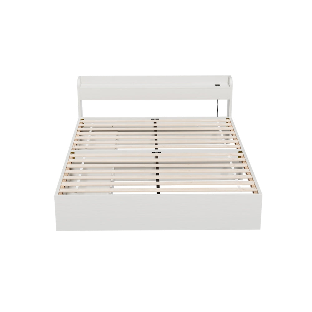 Artiss AURA queen storage bed frame showing 2 drawers open — Allure Home Collections