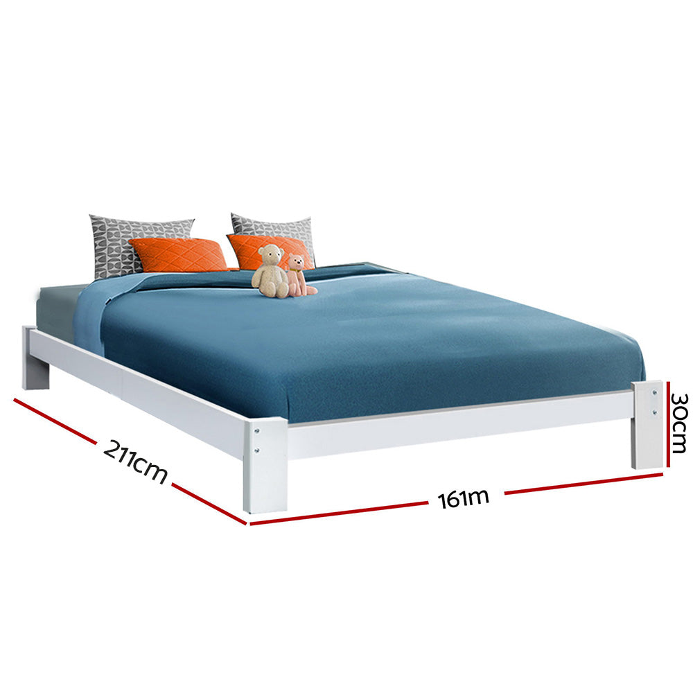 Artiss JADE bed frame white pine headboard close-up — Allure Home Collections