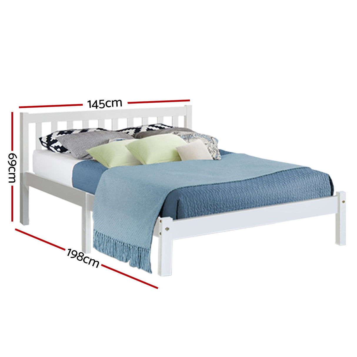 Artiss SOFIE double white pine headboard close-up showing 69cm head height — Allure Home Collections