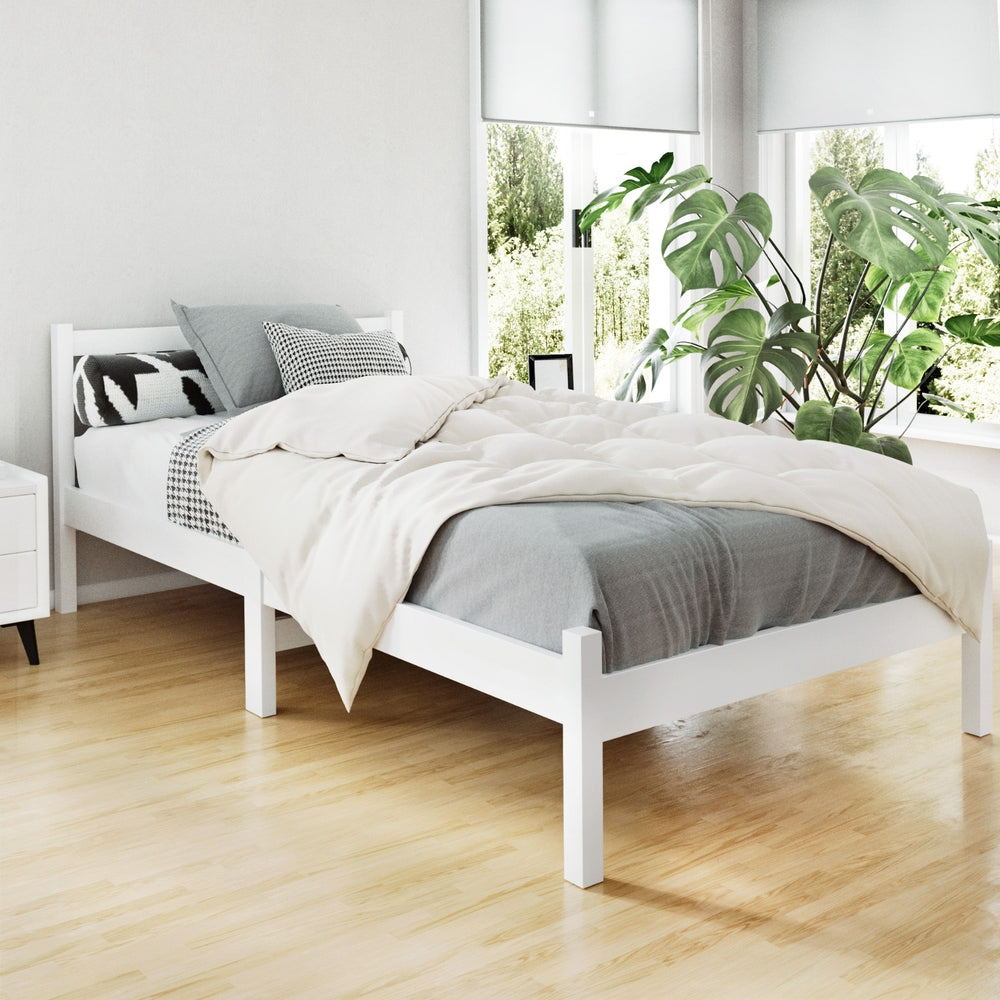 Artiss SOFIE king single white pine headboard close-up — Allure Home Collections