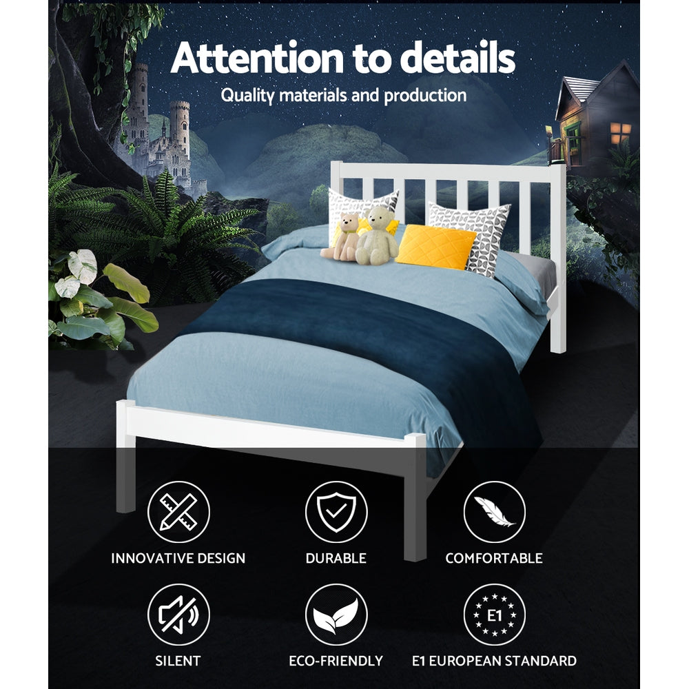 Artiss SOFIE single white pine headboard close-up — Allure Home Collections