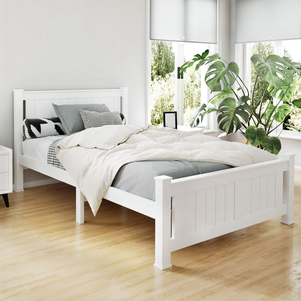 Pinerolo White King Single bed frame in a modern bedroom