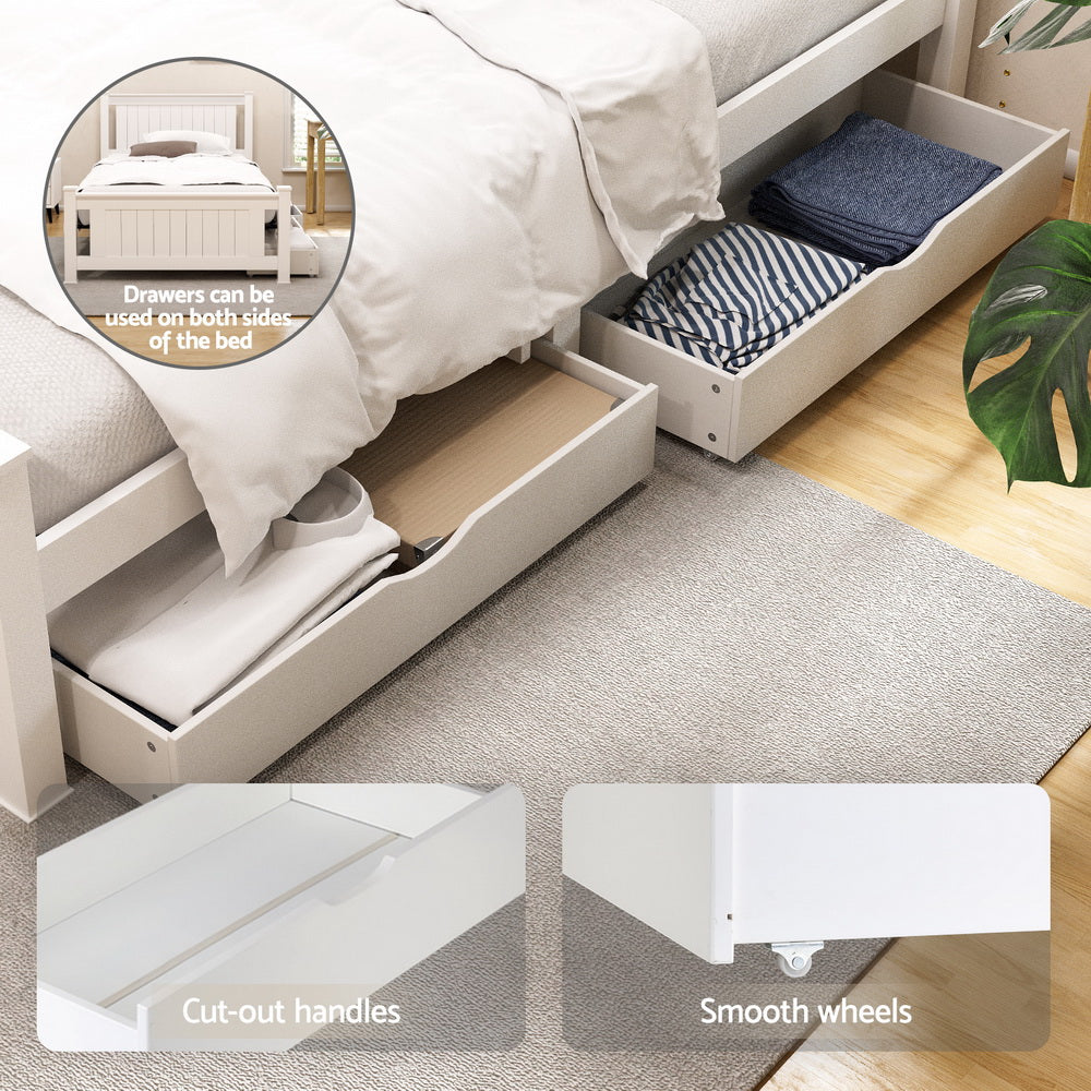 Artiss RIO king single white storage platform bed frame side profile — Allure Home Collections