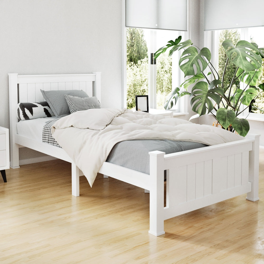 Pinerolo White Single bed frame in a modern bedroom