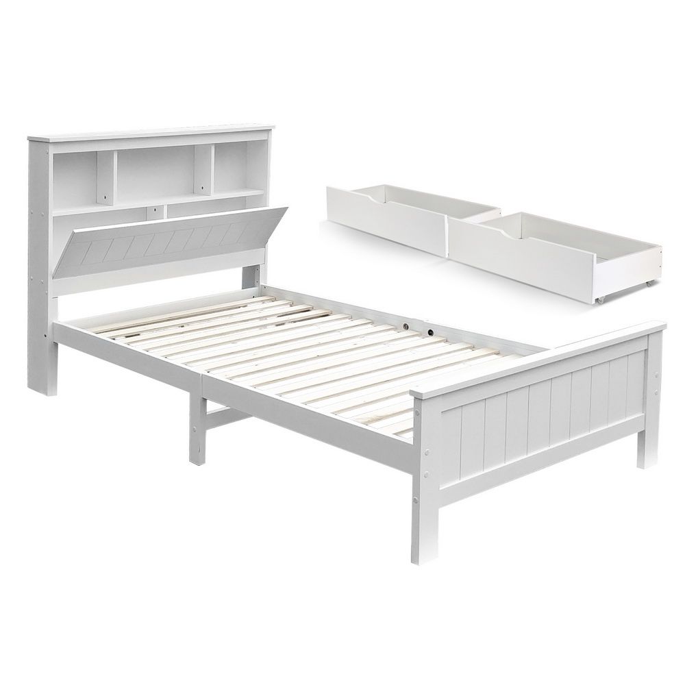 Bordighera King Single Wooden Bed Frame, White