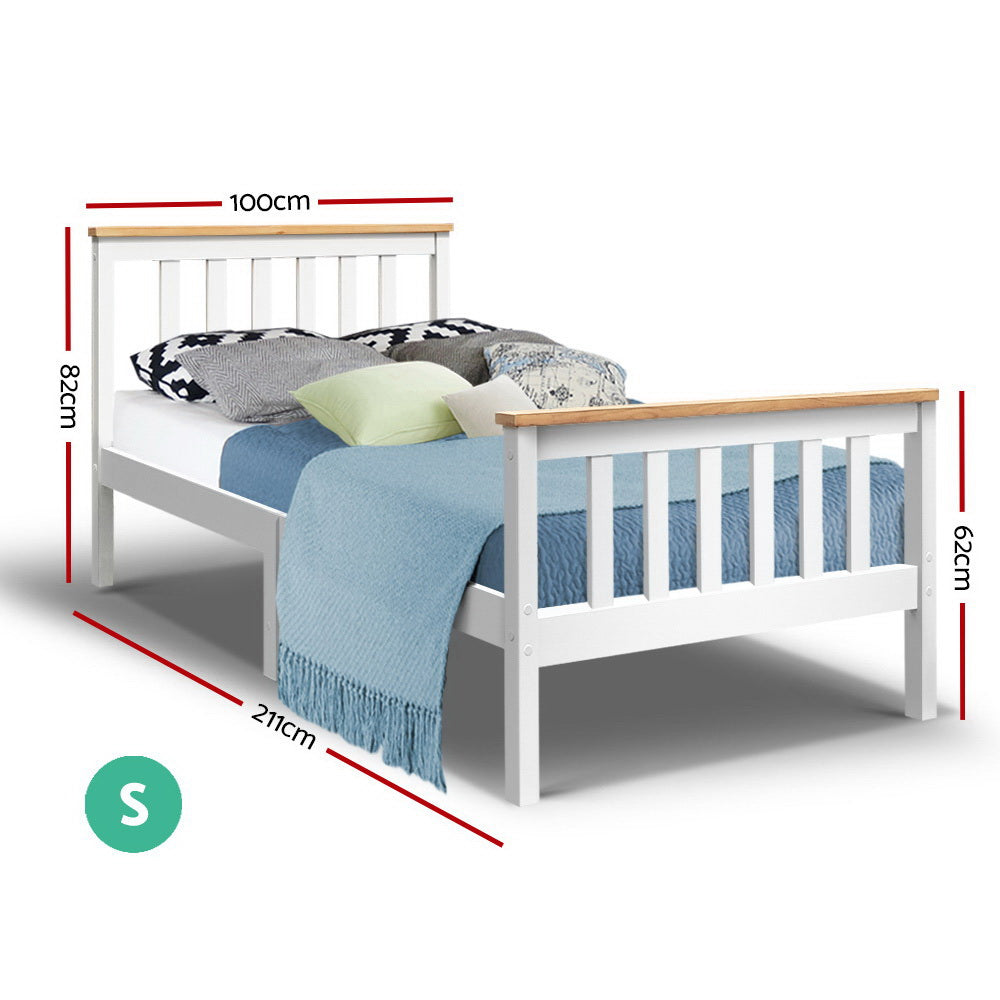 Susa Single Wooden Bed Frame, White