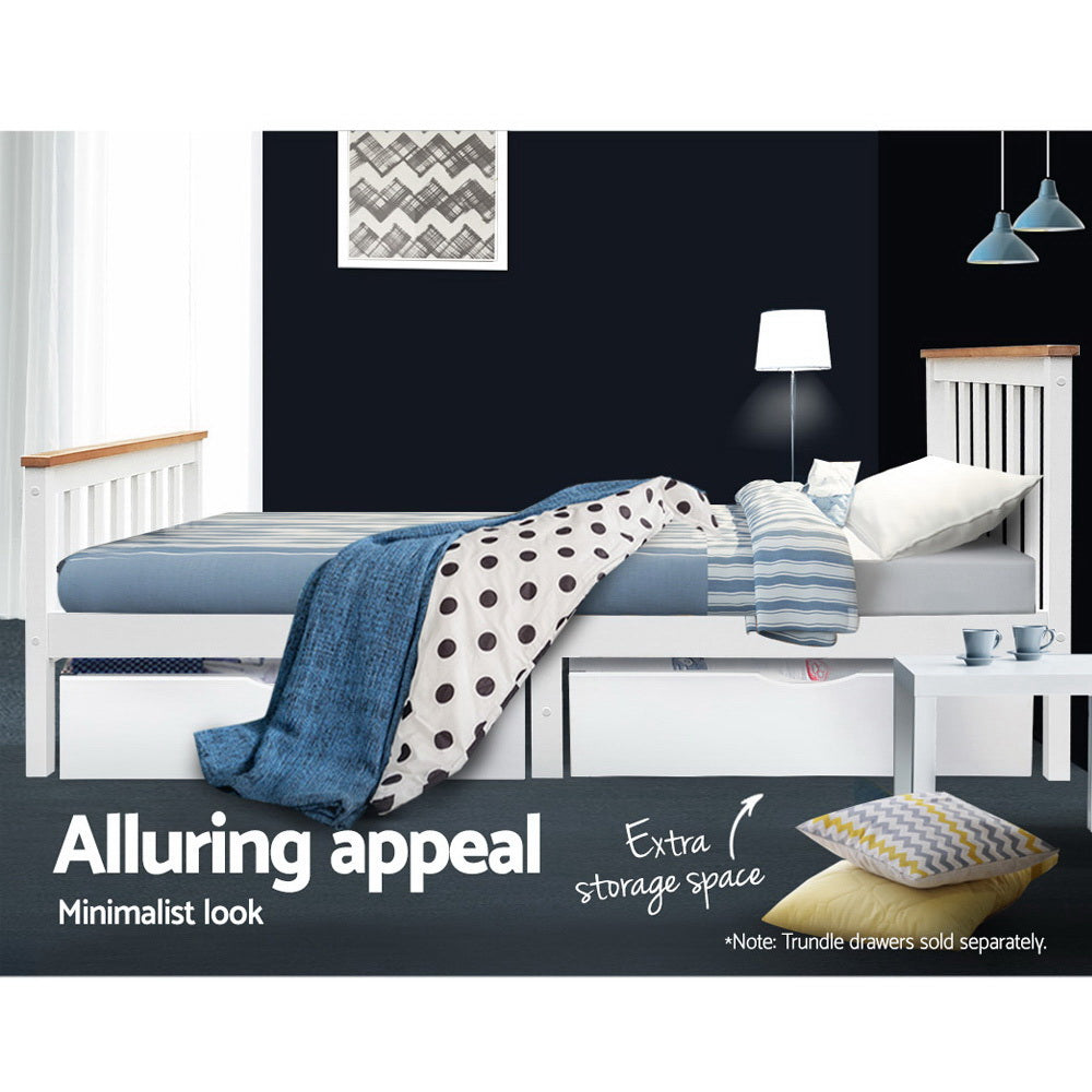 Susa Single Wooden Bed Frame, White